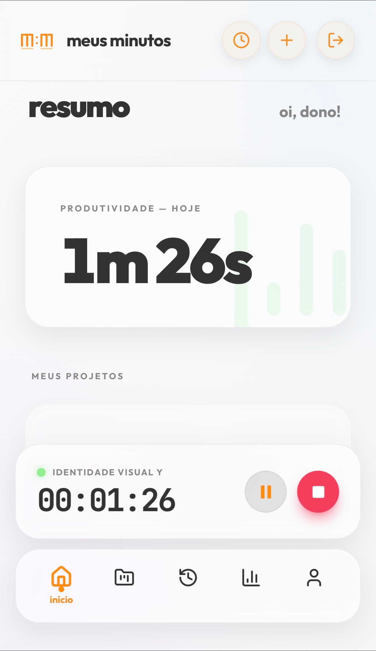 Meus Minutos App Screen