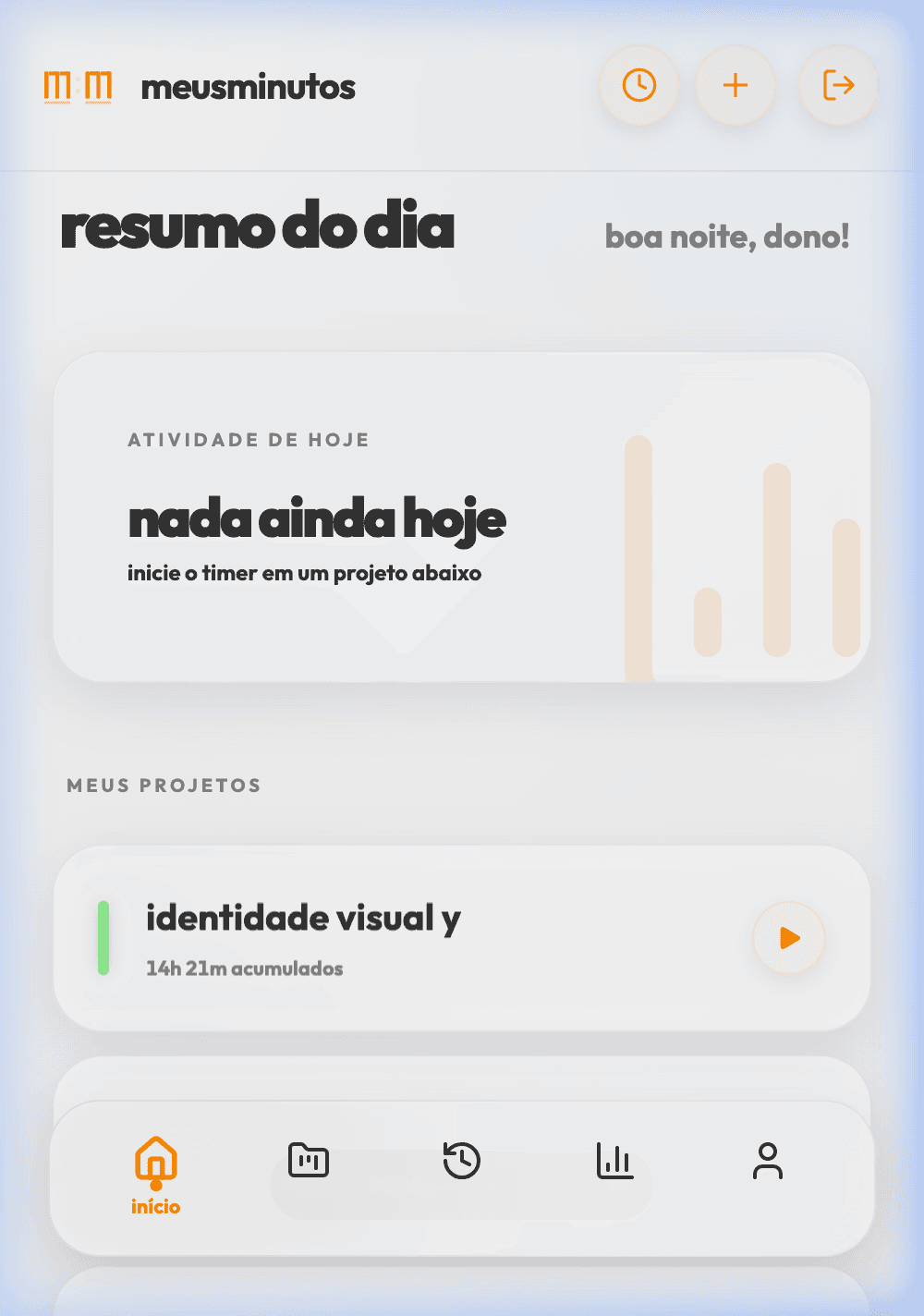 Meus Minutos App Screen